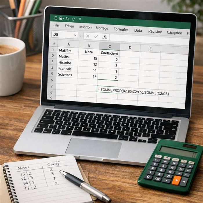 Calculer une moyenne avec Excel et des coefficients | Guide simple 
